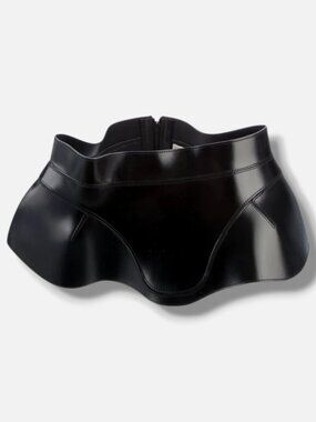 Alexander McQueen Women's Black Peplum Leather Corset Belt Size 40